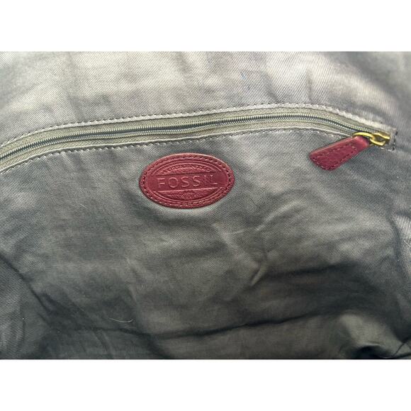 Fossil Handbag Purse Purple Pebble Leather Crossbody Or Shoulder Zip Boho Chic - Picture 12 of 16